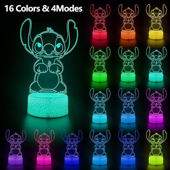 AIHYING Cool Night Light,16 Color Night Light,3D LED Lamp with Smart Remote Control,Boy Gifts for Children's Room Decoration,Christmas Holiday Gifts
