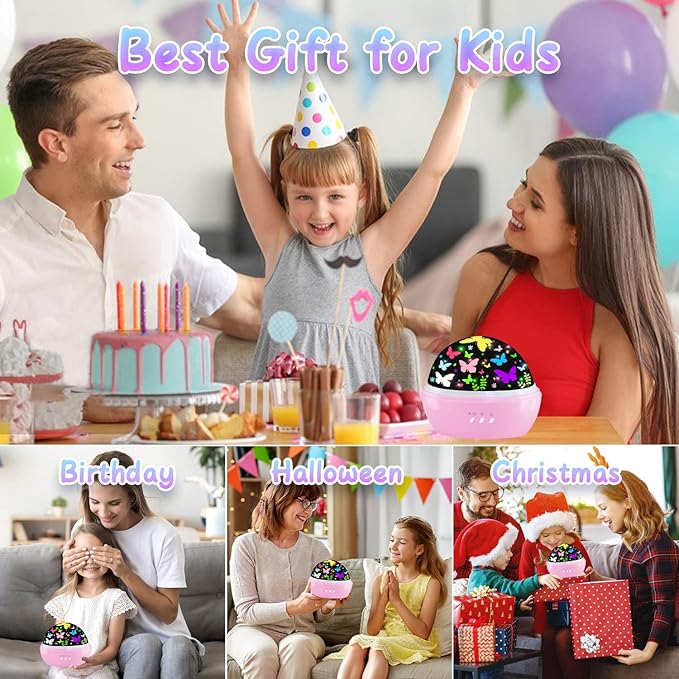 Butterfly Decorations Toddler Toys for 3-8 Year Old Girls, 16 Colors Star Projector Butterfly Night Light, Butterflies Party Room Decor, Christmas Easter Birthday Kids Toys Gifts for Girls Age 5-12
