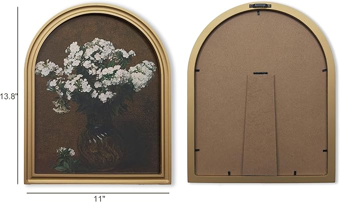 TwoDays Gold Vintage Flower Arched Wood Framed Wall Art – Moody Floral Canvas Picture for Home Aesthetic Wall Decor, Cottagecore Farmhouse Artwork Prints for Living Room, Bedroom (11" x 13.8")