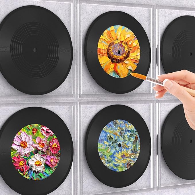 Facmogu 6PCS 12 Inch Blank Vinyl Records, Fake Record Vintage Decoration, Faux Blank Vinyl Records for Wall Aesthetic, Retro Record for Music Party Home Studio Room Display Decor DIY Project