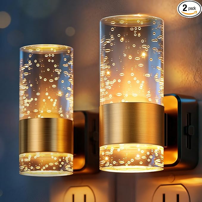 JandCase Night Light, Night Lights Plug into Wall,2 Pack 3000K Dimmable LED Night Light with Adjustable Brightness, Automatic Night Lights Plug in with Auto Light Sensor, for Bathroom Hallway Decor