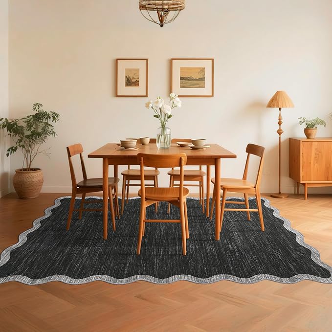 GarveeHome Scalloped Large Area Rug 10x13 Rug for Living Room Washable Rug Modern Non Slip Throw Rugs Bedroom Rugs Low Pile Stain Resistant Carpet for Dining Room Nursery Classroom 10 ft x13 ft