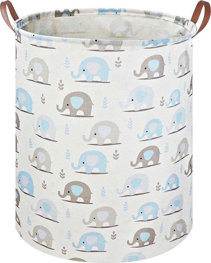 NTAOHAMPER Laundry Hamper, Elephant laundry Basket, Nursery Hamper, Waterproof Storage Bin for Bedroom, Clothes Organizer Basket, Room Decor(Blue Elephant)