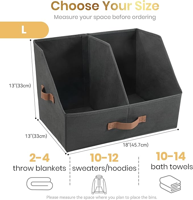 Closet Organizers And Storage - EXTRA LOAD & HEIGHT FOR DEEP Trapezoid Storage Bin W/ Handles & Adjustable Dividers, Collapsible Storage Bins For Clothes Storage & Shelf Organizer (4pcs, Large, Black)