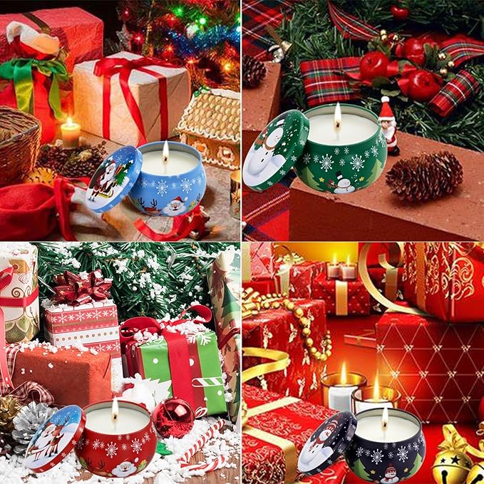 Christmas Scented Candles Gifts for Women 4 Pack, 4.4 oz Soy Aromatherapy Candles for Home Scented Decoration, Long Lasting Jar Candle Set for Her Birthday Gifts Christmas Gift for Christian Friends