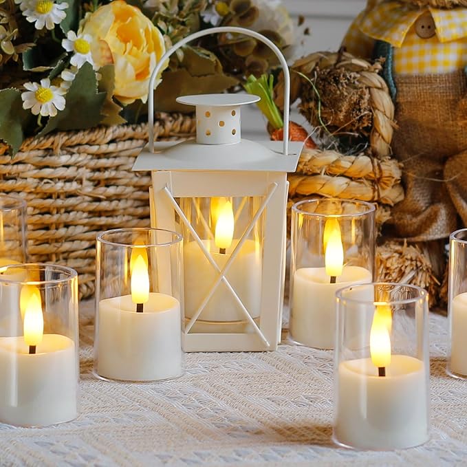 Flameless Small Tea Light LED Candles, Acrylic Battery Operated Votive 1.7" x2.5" with Remote Control and Timer, Tealight White Flickering Warm Light Pack of 15 Electric Long Lasting