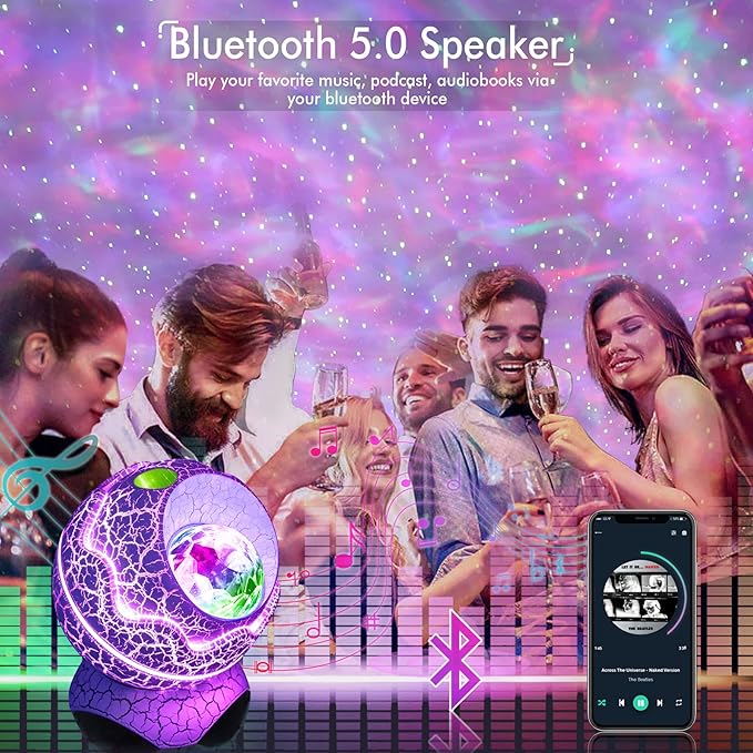 Rossetta Star Projector, Galaxy Projector for Bedroom Nebula Night Light Projector with White Noise, Bluetooth Speaker, Timer and Remote, Room Decor, Gifts for Kids, Adults, Birthday, Party, Easter