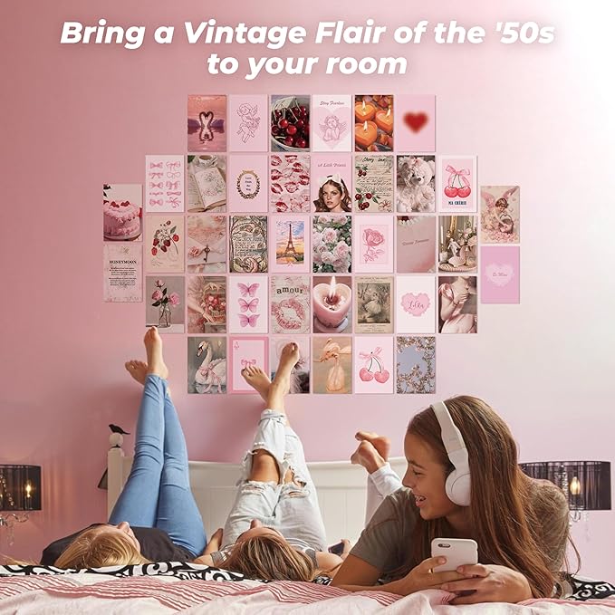 97 Decor Pink Coquette Room Decor Aesthetic - Coquette Wall Decor, Coquette Posters For Room Aesthetic Pink Collage Kit For Teen Girls Dorm Bedroom, Cute Pictures Trendy Art Prints (4x6)