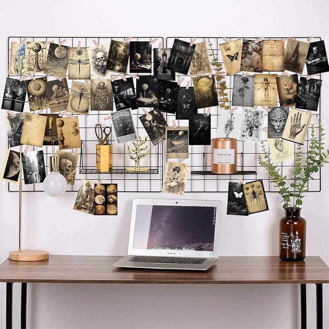 KBKBART 70pcs Dark Academia Wall Collage Kit, Vintage Poster Wall Decor, Retro Style Dark Aesthetic Room Decor, Light Academia Photo Collage Kit 4"x6" Aesthetic Picture, Gothic Home Decor for
