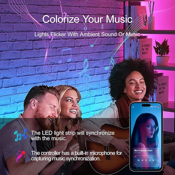 HBOWMDJIA 150 FT LED Strip Lights for Bedroom (2 Rolls 75 FT) with Remote and Application Controlled Smart LED Lights, Music Synchronized RGB Color Changing Light, Suitable for Room Party Decoration
