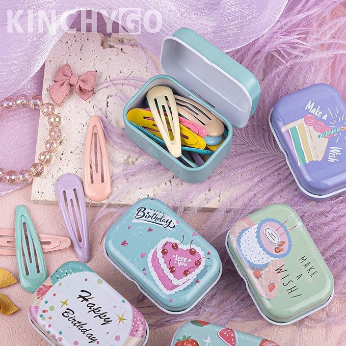 8 Pack Mini Iron Tin Box Decorative Boxes Container for Small Items Storage (Random Pattern)