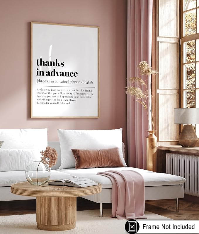 Poster Master Definition of Thanks in Advance Print - Typography Poster - Dictionary Art - Minimal Gift for Boss & Colleague - Funny Decor for Office, Workplace or Dorm - 11x14 UNFRAMED Wall Art