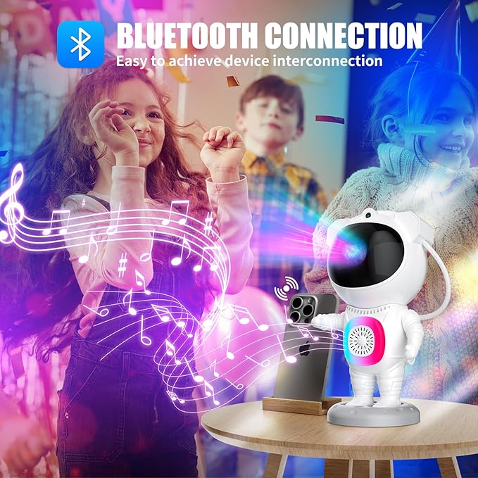 Astronaut Galaxy Projector,Space Projector,with Bluetooth Speaker and Remote Control,360° Adjustable Angle,Spaceman Star Kids Night Light, for Bedroom Ceiling Adult Birthday Valentine's Day (White)