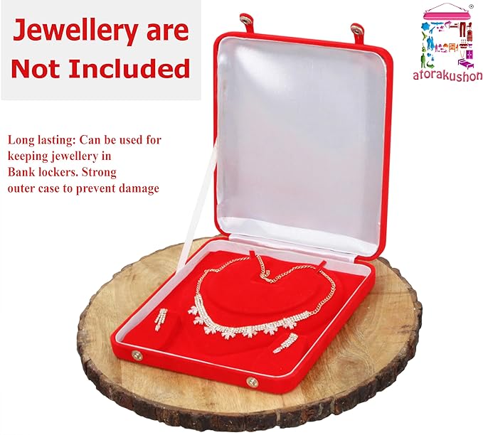 atorakushon Jewelry Set Velvet Box Necklace Pendant Earring Ring Bracelet Pearl Storage Holder Display Box for Wedding Engagement Anniversary Red