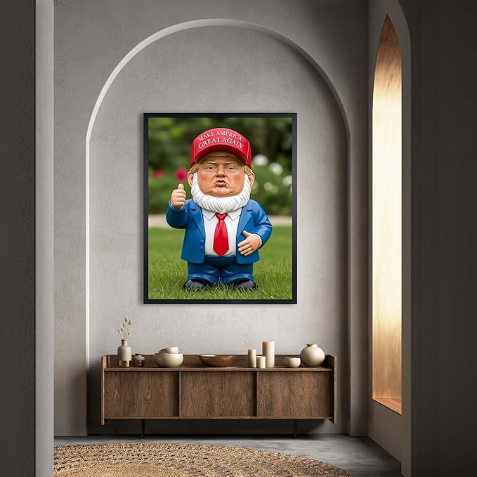 InkFlow Posters Garden Gnome Figurine Poster - Whimsical Outdoor Character Illustration - Playful Novelty Design - Home Wall Decor Accent - Humor Lover Gift - 16x20 Unframed Canvas Print