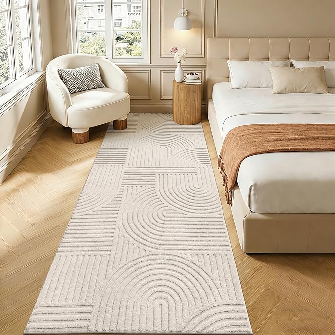 Pauwer 3x8 Washable Area Rugs for Living Room Modern Beige Solid Color Soft Fluffy Rugs for Bedroom Non Slip Boho Accent Indoor Mat Floor Carpet Cover for Kids Dining Room Kitchen Office