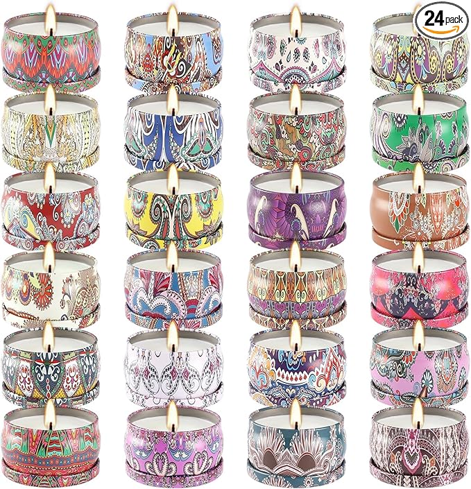 Howemon 24 Pack Scented Candles Set for Home, Relaxing Stress Relief, Aromatherapy - Natural Soy Wax and Fragrance - Gifts for Women, Mom, Best Friend, Wife, Birthday