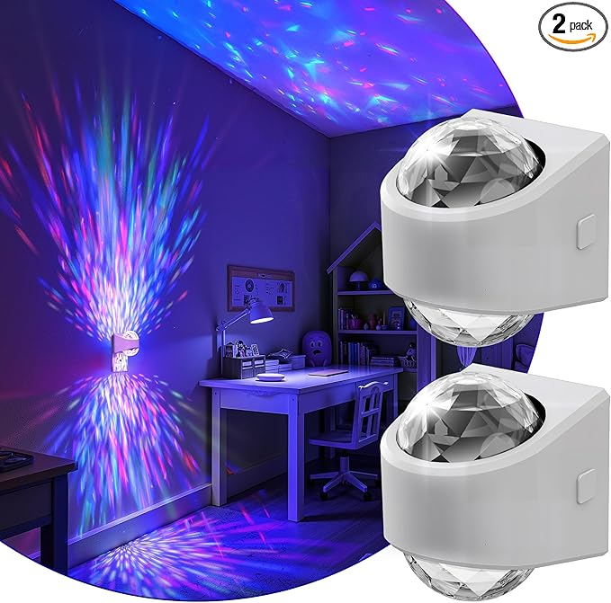 L LOHAS LED Projector Night Light,2 Pack Plug in Night Light with Light Sensor,Multi-Color Nightight for Kids Playroom Christmas Party Gift