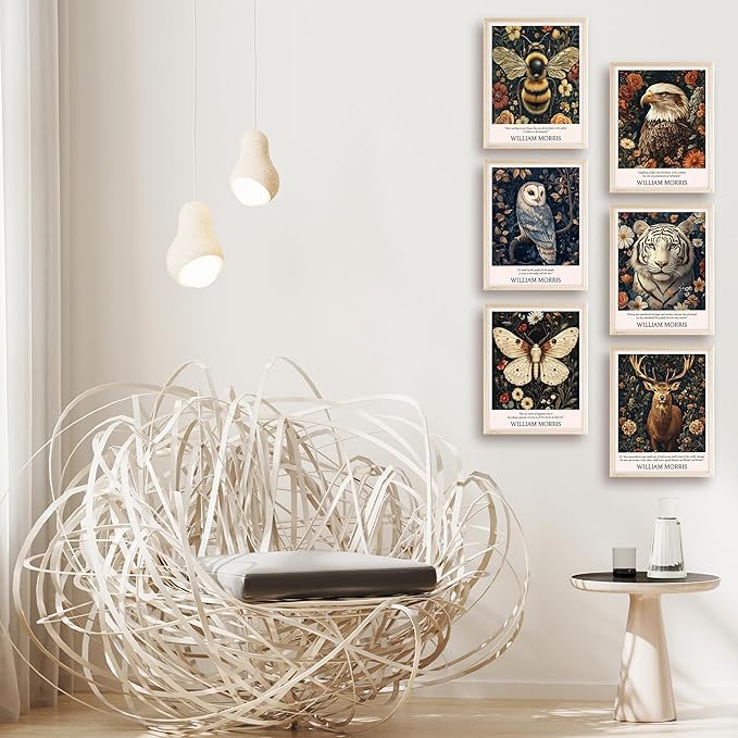 Eastern Print William Morris Wall Art Set Of 7 Prints, Vintage Animal Artwork For Walls Living Room And Bedroom, Colorful Posters For Room Aesthetic, Nature Botanical Wall Decor, Unframed 8x10 Inches