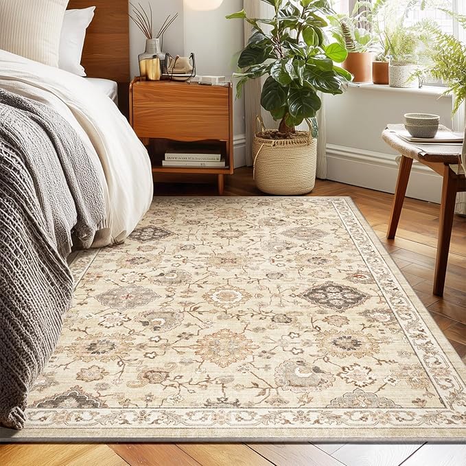 Machine Washable Small Rugs for Entryway: Door Mat Indoor Entrance 4x6 Area Rug Stain Resistant Non Slip Low Pile Soft Carpet for Kitchen Front Door Indoor Entry Bathroom Bedroom