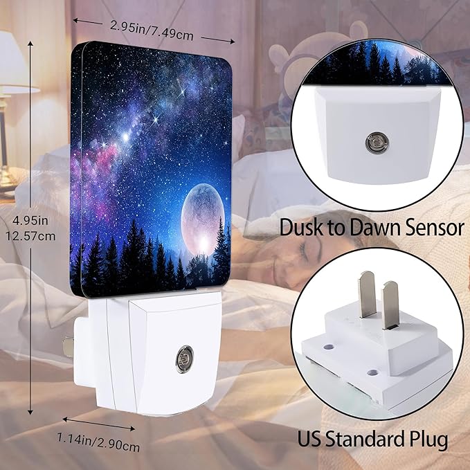 Fantasy Full Moon Dusk to Dawn Night Light, Auto Sensor Lamp Home Indoor Stairway Kitchen Corridor, Night Lights Plug into Wall Decor, Boys Girls Women Men Room Gifts