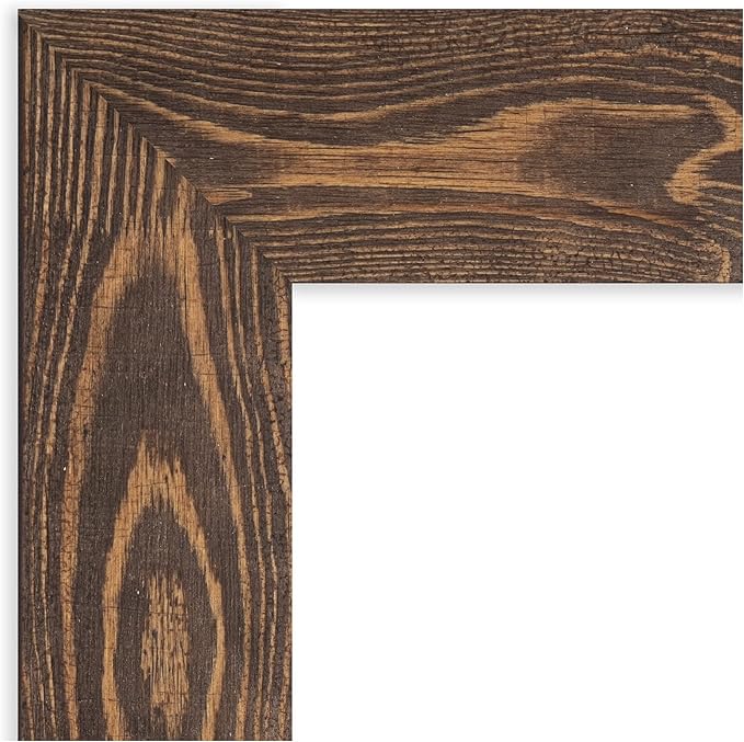 Amanti Art Brown Full Length Mirror for Door, 54x20 Bridge Brown Tall Wall Mirror Full Length, Mounted to Door or Closet Wall with no Visible Brackets, Country Rustic Wood Frame, Bedroom Decor