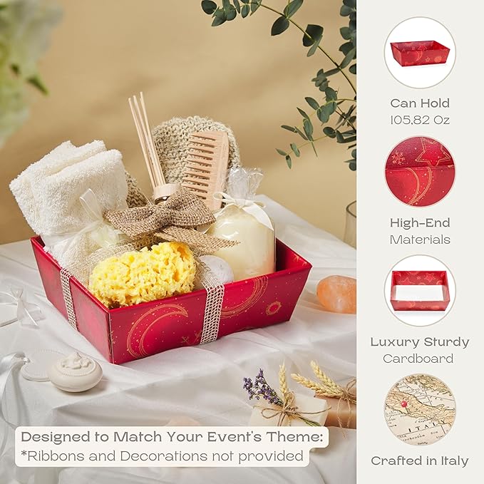 Pack of 5 Baskets for Gifts Empty Made in Italy - Gift Baskets Empty Ideal for Baby Shower, Wedding Gift Basket and Gift Basket for Any Occasion | 9" x 6.69" x 3.14" Red Universe