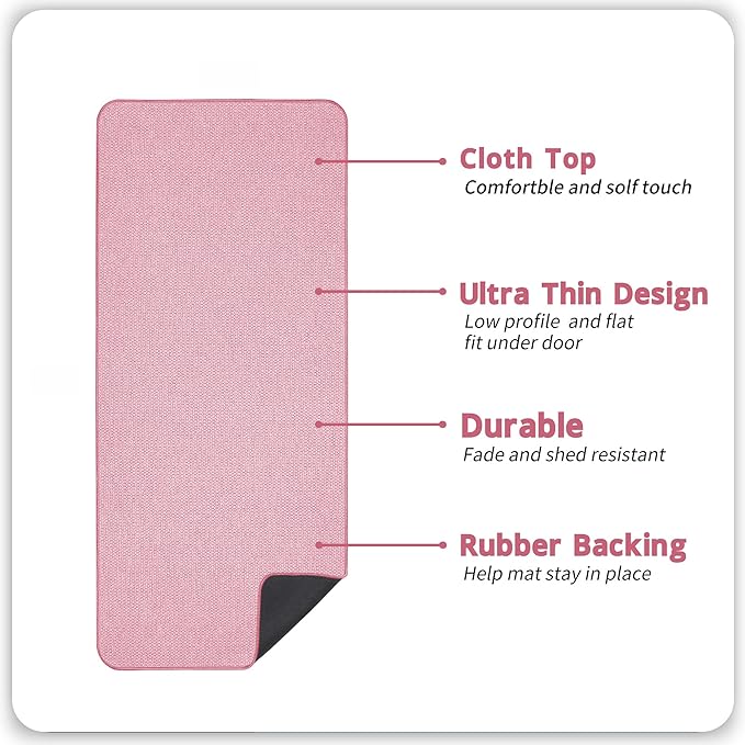 Bosap Bath Mat,Ultra Thin Bathroom Runner Rugs,Large Bath Mats for Bathroom,Quick Dry,Non-Slip,Machine Washable,Low Pile,Bath Rug,Shower Outside,Sink,Home Decor Accessories.Pink,3'x5'(36x60inch)