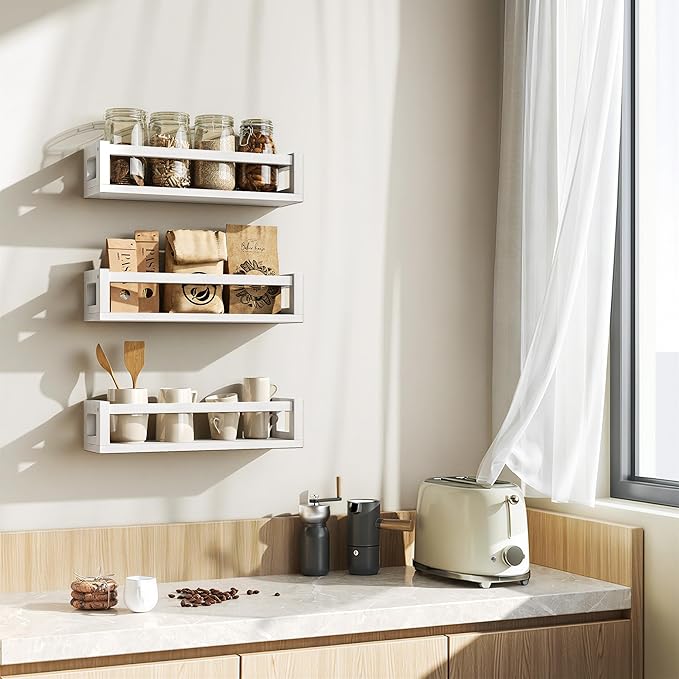 TidyCorner Upgraded Thick Floating Shelves, Solid Wood Bookshelf for Wall, Floating Book Shelves Use as Wall Shelves for Bedroom, Kids Room, Nursery, Books, Spice Rack & Decor - White