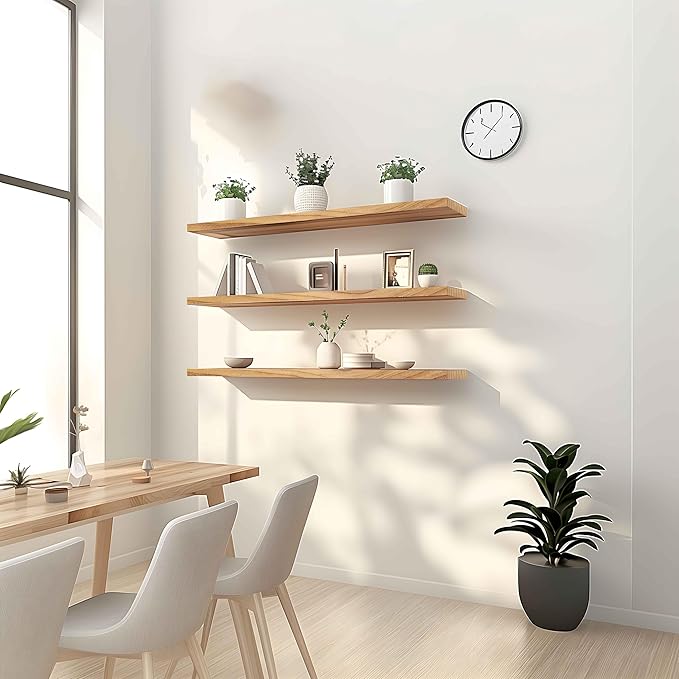 GXYAWPJ 36 Inch Floating Shelves for Wall Rustic Light Wood Wall Shelves for Bedroom Set of 4
