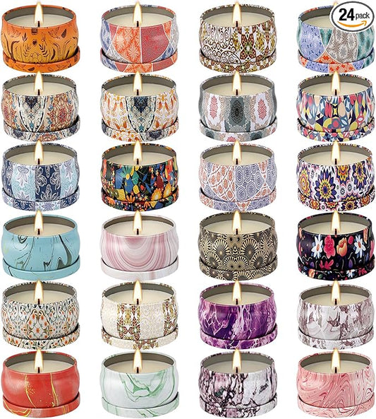 24-Piece Smokeless Scented Candle Set with 8-Hour Burn Time Each, Ideal for Home Decor,Festival Gifts and Birthdays Gifts- Premium Aromatherapy Candle,2.5oz