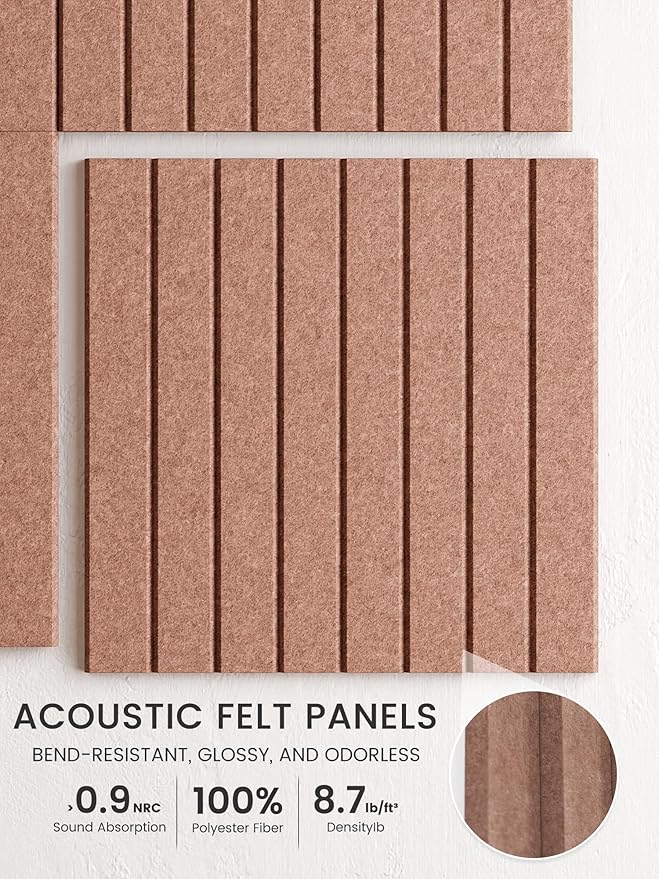 Bumusty Large Cork Board Alternative-48 x 36" Felt Bulletin Board Tiles, with 30 Pushpins, 70 Adhesive Tabs, Fine-Stripe 12-Pack, Cork Boards for Office Push Pin Board Felt Board-Terracotta