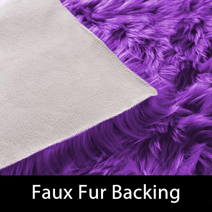 Latepis 8x10 Area Rugs for Living Room Fluffy Bedroom Purple Washable Faux Fur Rug Fuzzy Shag Rug Carpet Floor Plush Room Rug Home Decor Rectangle