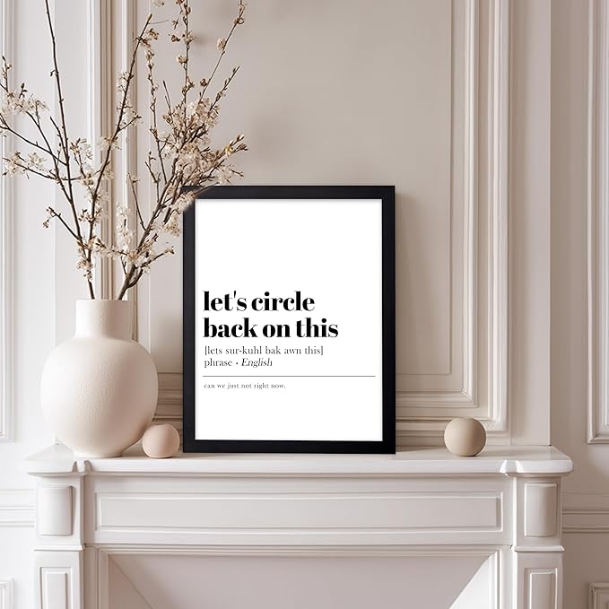 Poster Master Typography Poster - Retro Dictionary Print - Let's Circle Back on This Definition, Book Page, Funny - Gift for Colleague, Friend - Wall Decor for Home, Office, 11x14 Black Framed