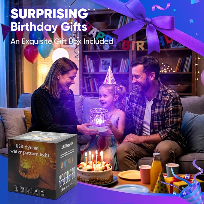 YXQUA Northern Lights Ocean Wave Projector Light, Galaxy Light Projector, 16 Colors Gradual Rotating Water Ripple Ambient Light Non-Wood, Aurora Projector for Sleeping, Home Theater, Party (Charge)