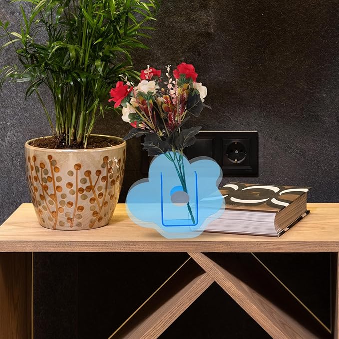 FAVOMOTO Vase Cloud Shaped Acrylic Vase Clear, Desk Organizer Make Up Brush Pen Holder Inner Decor Living Room for Table Modern Style Contemporary Design