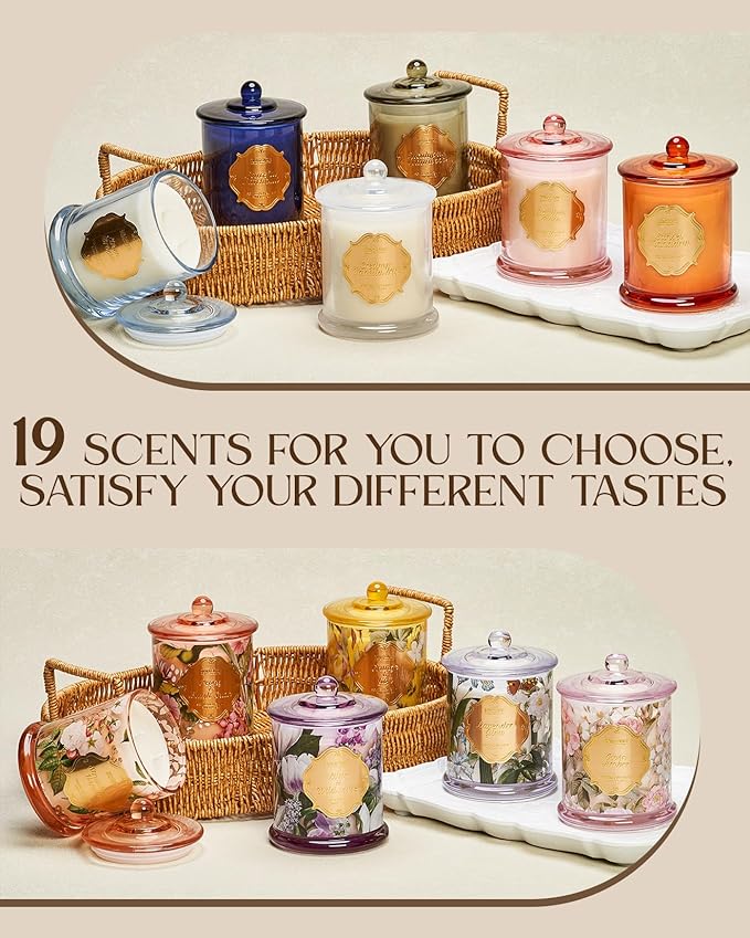 M&SENSE Lilac Rose Scented Candles, Natural Plant-Based Soy Candles Non Toxic, Relaxing Aromatherapy Candles for Bath Spa, 2 Wick 12.7oz Large Jar Candle 75 Hour Long Lasting Burn