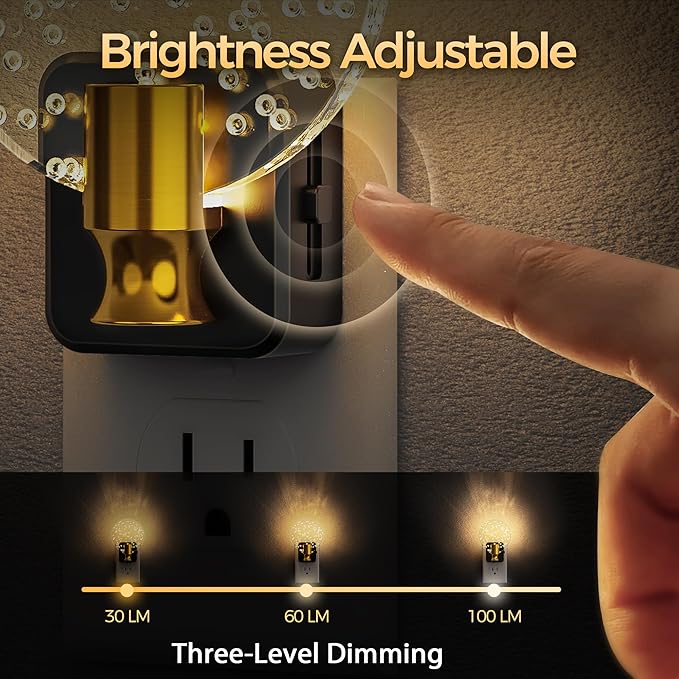 DORESshop LED Night Light, Decorative Bubble Night Light Plug Into Wall with Dusk-to-Dawn Sensor, Dimmable Nightlights for Bathroom Hallway, Bedroom,Kids Room,Stairway, Soft White
