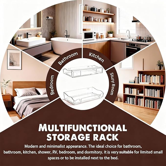 Clear Floating Stands, Acrylic Shelves for Wall Upsimples Floating Stands in Living Room, Bedroom, Kitchen Storage and Bathroom Wall Organizer (4)