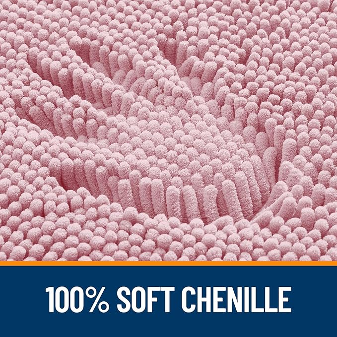 OLANLY Bathroom Runner Rugs 47x17, Soft Absorbent Chenille Bath Rugs, Rubber Backing Quick Dry, Machine Washable Long Bath Mats for Bathroom Floor, Tub and Shower, Home Decor Accessories, Dusty Rose