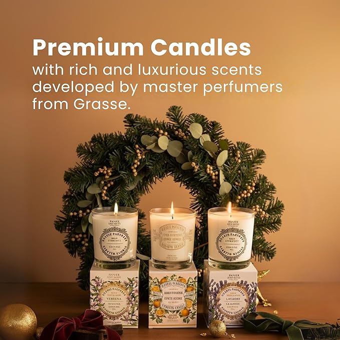 Panier des Sens Lavender Candle - Hand-Poured in Provence, France - Long Lasting Scented Candles up to 55 Hours Burn Time - Lavender Scented Candle - 100% Natural Cotton Wick - 6.3 oz