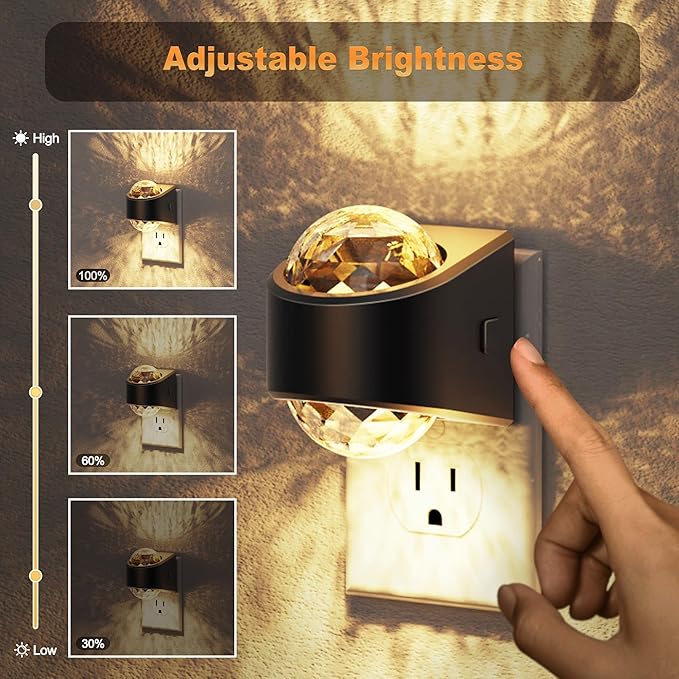 JandCase Night Lights Plug into Wall, 2 Pack Star Projector Night Light with 3000K Soft White, Automatic Galaxy Nightlight Plug in with Light Sensor for Bathroom Hallway Room Decor