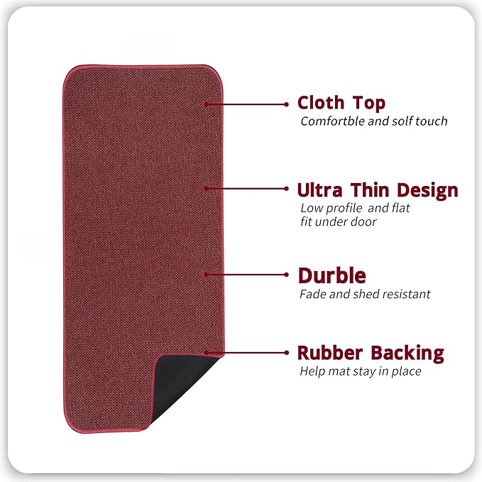 Bosap Bath Mat,Ultra Thin Bathroom Runner Rugs,Large Bath Mats for Bathroom,Quick Dry,Non-Slip,Machine Washable,Low Pile,Bath Rug,Shower Outside,Sink,Home Decor Accessories.Red,2'x6'(24x72inch)