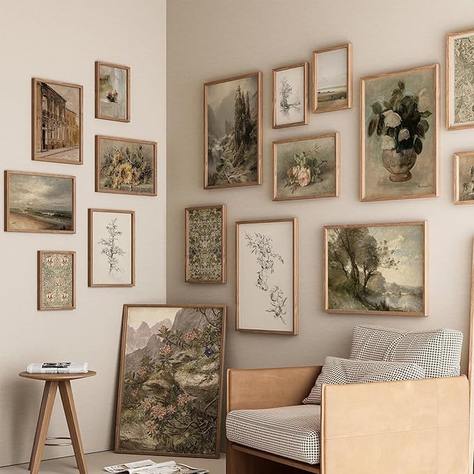 ANERZA 16 PCS Vintage Wall Art Decor, Farmhouse Wall Prints for Bedroom, Rustic Posters for Room Aesthetic, Wall Collage Kit Pictures for Living Room, Cottagecore Dorm Gallery Home Decor