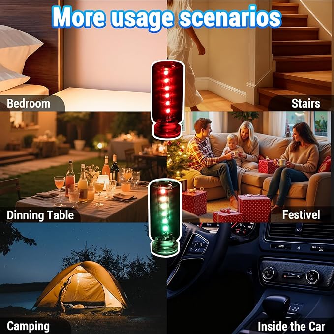 Car USB Light Bulbs, Retro Glass Bottle LED Night Lamp with Touch Control, 13 Modes & 7 Colors, Portable Interior Car Lights for Vehicle, Bedroom, Camping, Party Decor,2PCS