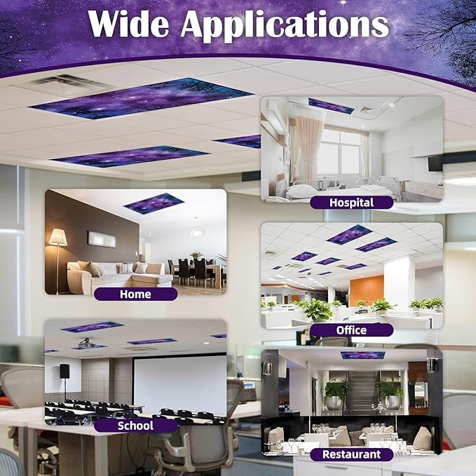 ANGSYLTH 2 Pcs Fluorescent Light Covers - 4 x 2 Feet Covers for Ceiling Lights, Magnetic Light Filters for Classroom, Office, Hospitals, Home