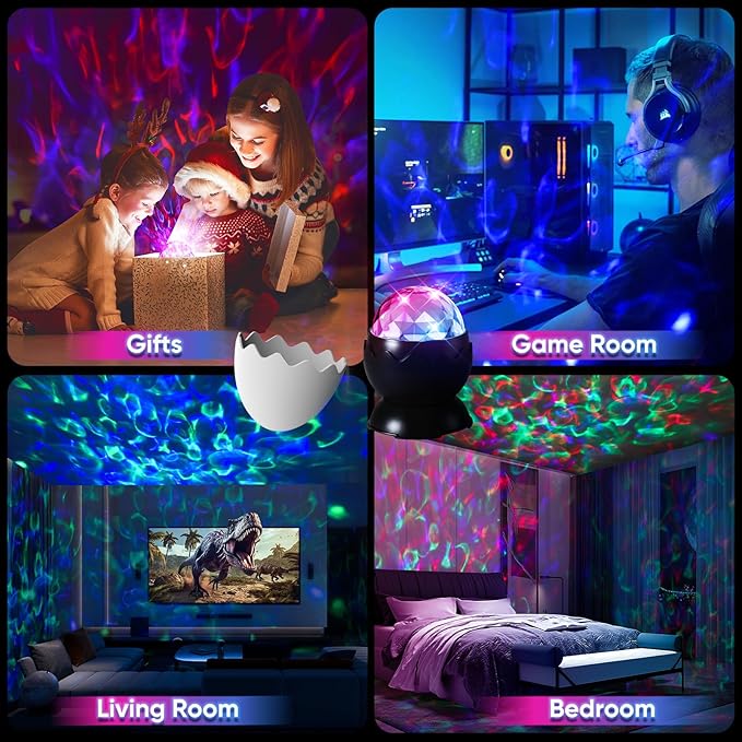 Red Night Light, Light Therapy Lamp, 2-in-1 Sensory Lights for Autism, 670nm Red Light for Sleep, Sensory Room Must-Have, Light Projector for Kids, Adults, Birthdays - 7 Color Modes with Remote(Black)