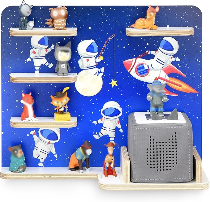 stadtecken Wooden Shelf for Music Box I Suitable for The Toniebox and Tonies I Perfect Storage in The Children's Room I for Setting up or Hanging (Cosmos, Medium)