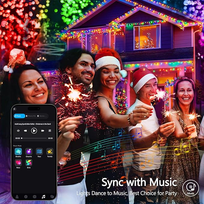 JMEXSUSS 100 LED Color Changing String Lights, 33ft String Lights Indoor with Remote & APP, Clear Wire Smart Twinkle Christmas Light Plug in for Daily Easter Independence Day Halloween Xmas