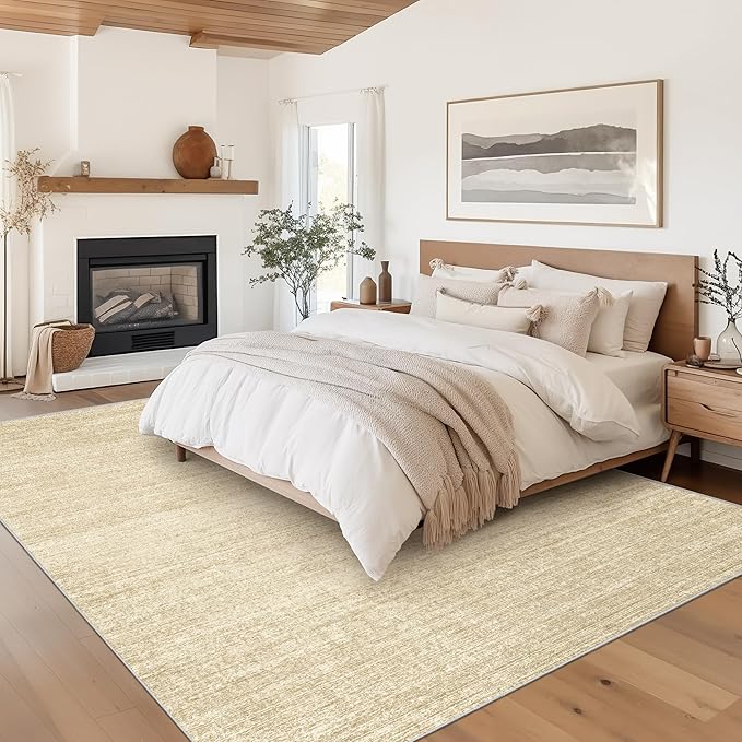 Valenrug Washable Rug 6x9 - Stain Resistant 6x9 Area Rugs for Living Room, Non Slip Backing Printed Rugs for Bedroom, Folable Machine Washable Area Rug (6'x9', Tan)